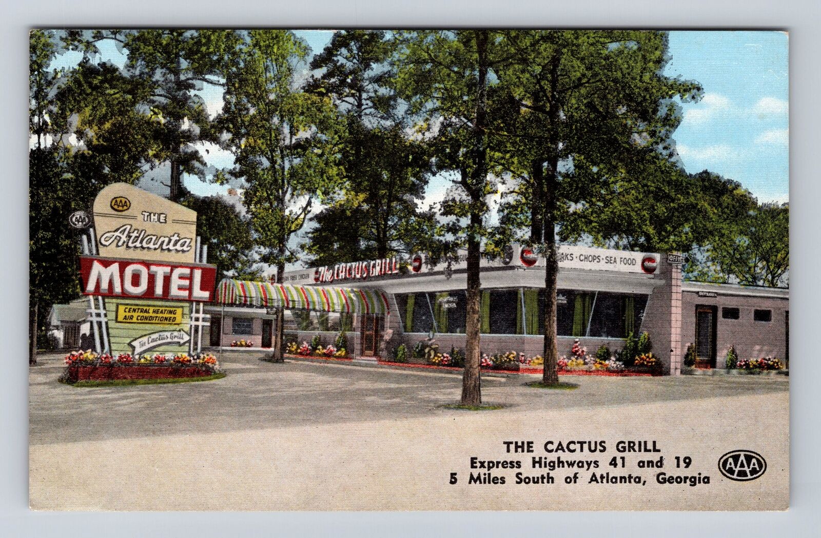 Atlanta GA-Georgia, The Cactus Grill, Advertising, Antique, Vintage Postcard