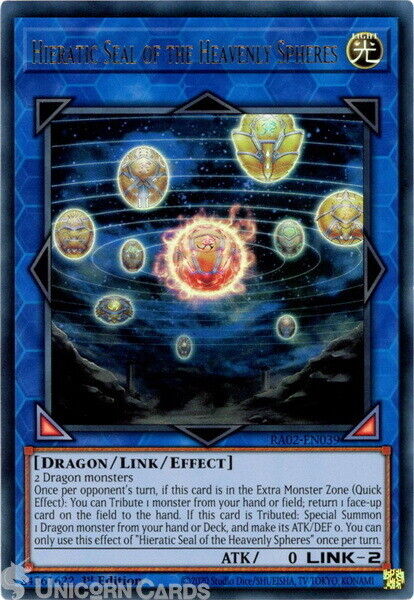 RA02-EN039 Hieratic Seal of the Heavenly Spheres : Ultra Rare 1st Edition YuGiOh