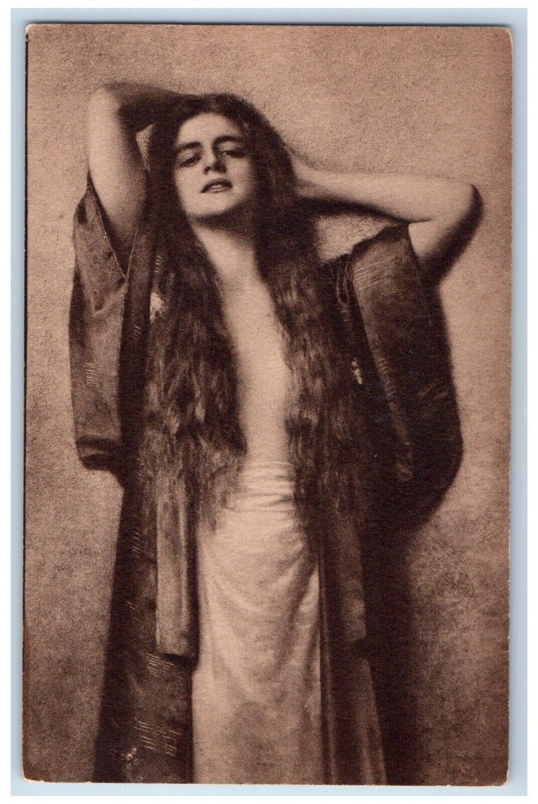 c1910's Pretty Woman Long Hair Optometrist Advertising Brooklyn NY Postcard