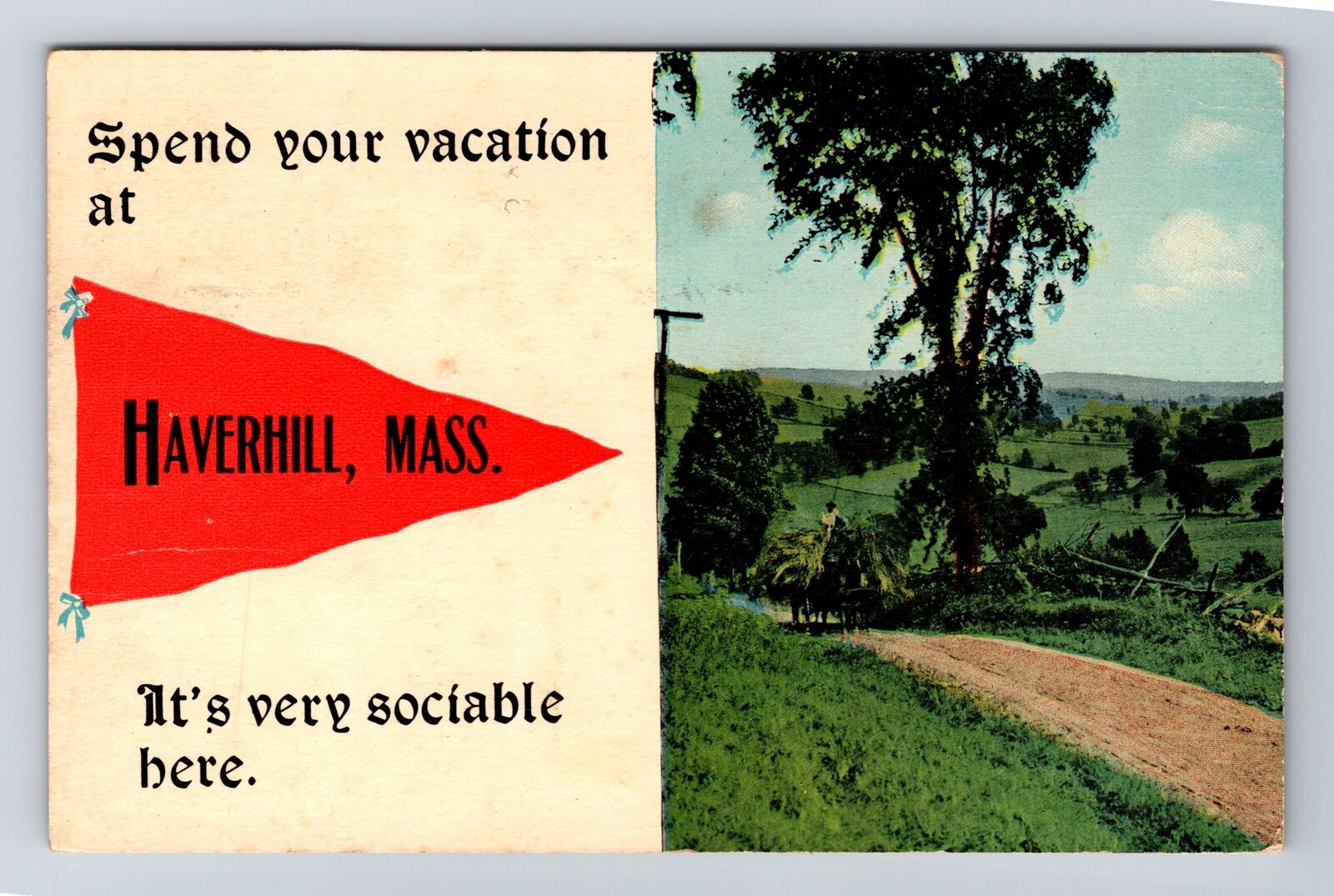 Haverhill MA-Massachusetts, Scenic Greetings, Antique Vintage c1914 Postcard