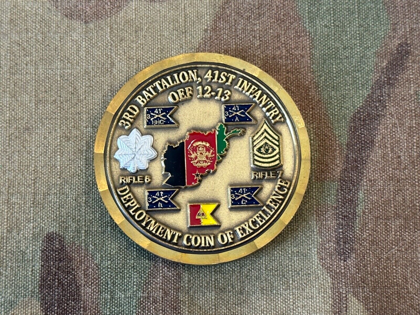 3rd Battalion 41st Infantry OEF 12-13 TF Rifles 1/1 AD sn#865 Challenge Coin