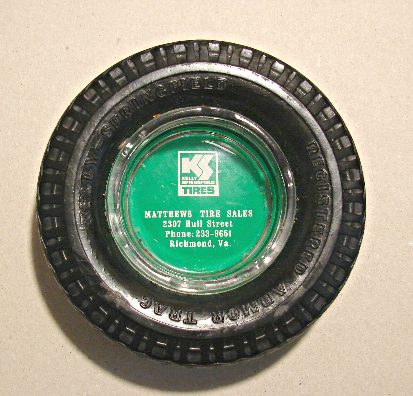 Vintage KELLY SPRINGFIELD Advertising Tire ashtray Matthews Richmond Virginia