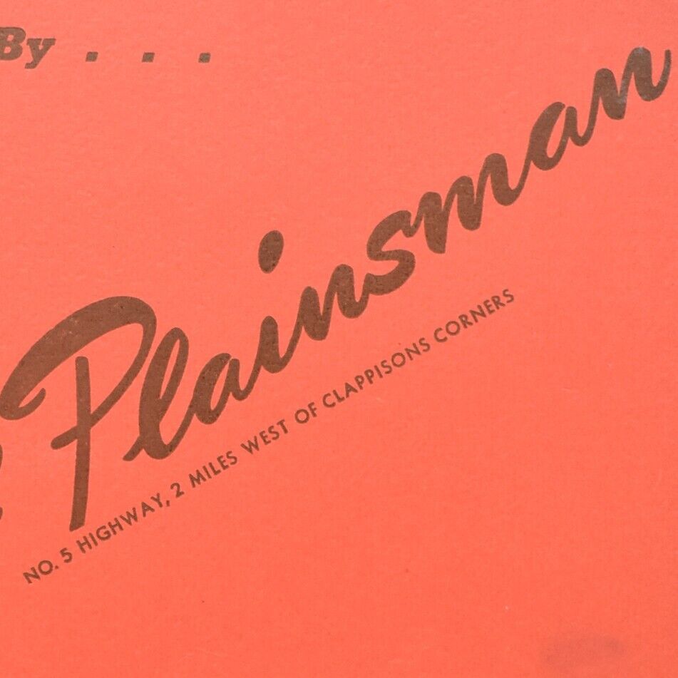 1960s The Plainsman Restaurant Menu Clappison\'s Corners Hamilton Flamborough ON