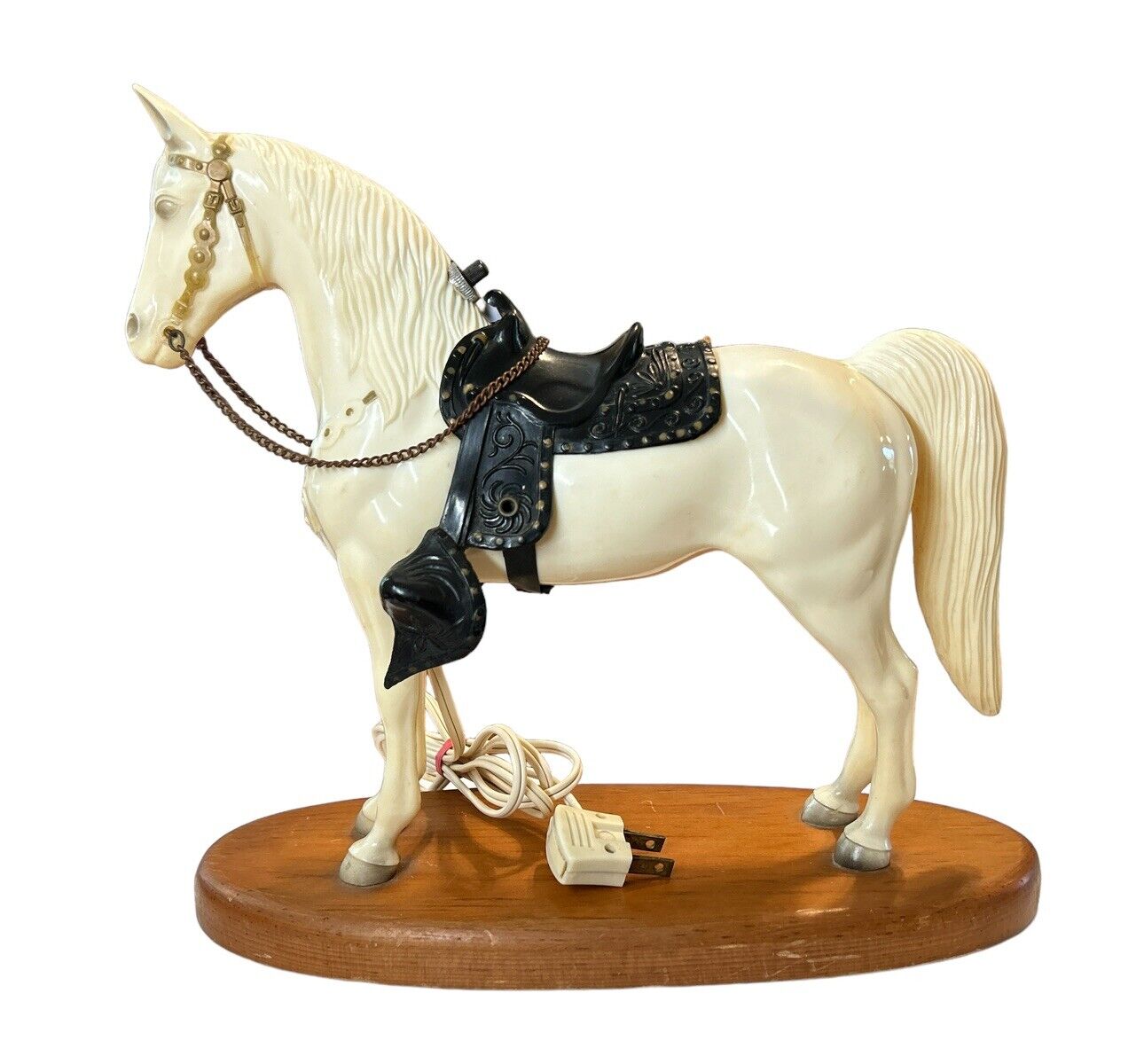 Vintage 1950s Breyer Western Horse Saddle Glossy Night Light Lamp Alabaster