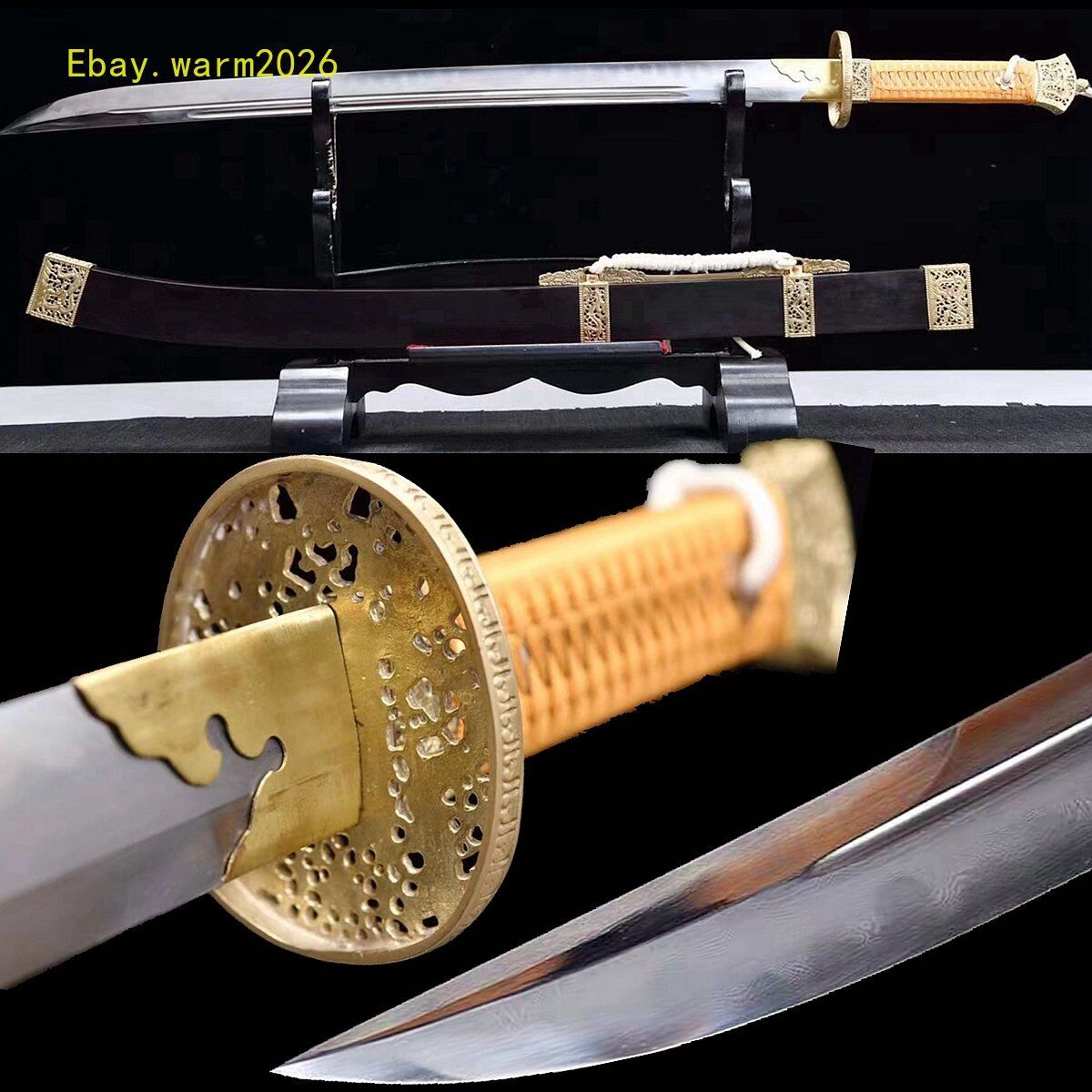 Chinese Qing Dao Sword Yanling Broadsword Folded W/ Clay Tempered Blade 方鞘雁翎刀