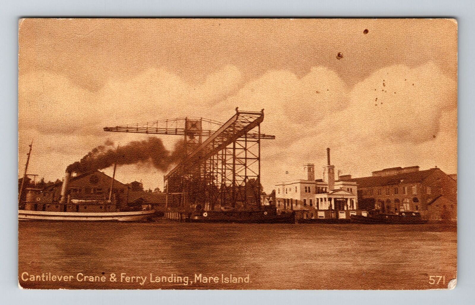 Mare Island CA-California, Cantilever Crane & Ferry Landing, Vintage Postcard