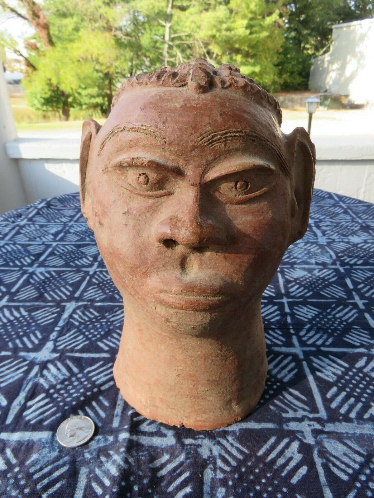 Vintage African Handmade Yoruba? Clay Elegua Eshu or Ancestor Head Tribal Art