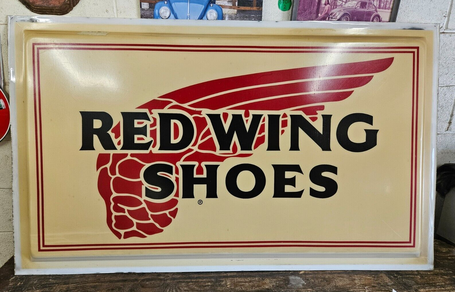 LARGE Vintage Red Wing Shoes Sign Boot Advertisement  Shoe store work wear B