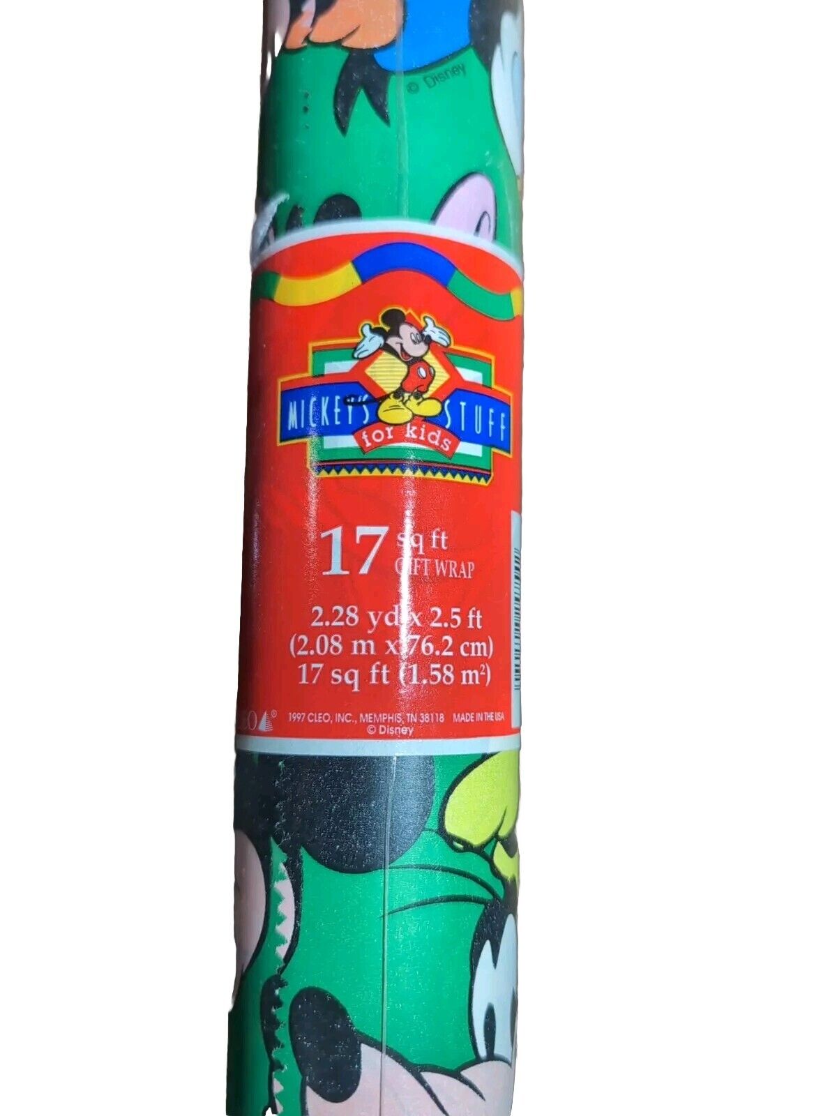 Disney Vintage Gift Wrap Mickey Mouse & Pluto Wrapping Paper 1997 Cleo One Roll