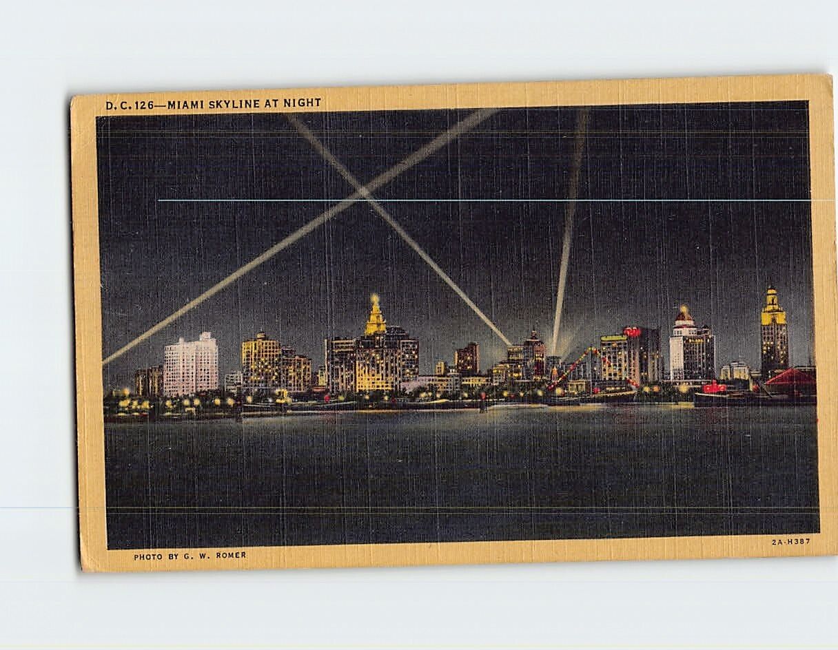 Postcard Miami Skyline at Night Miami Florida USA