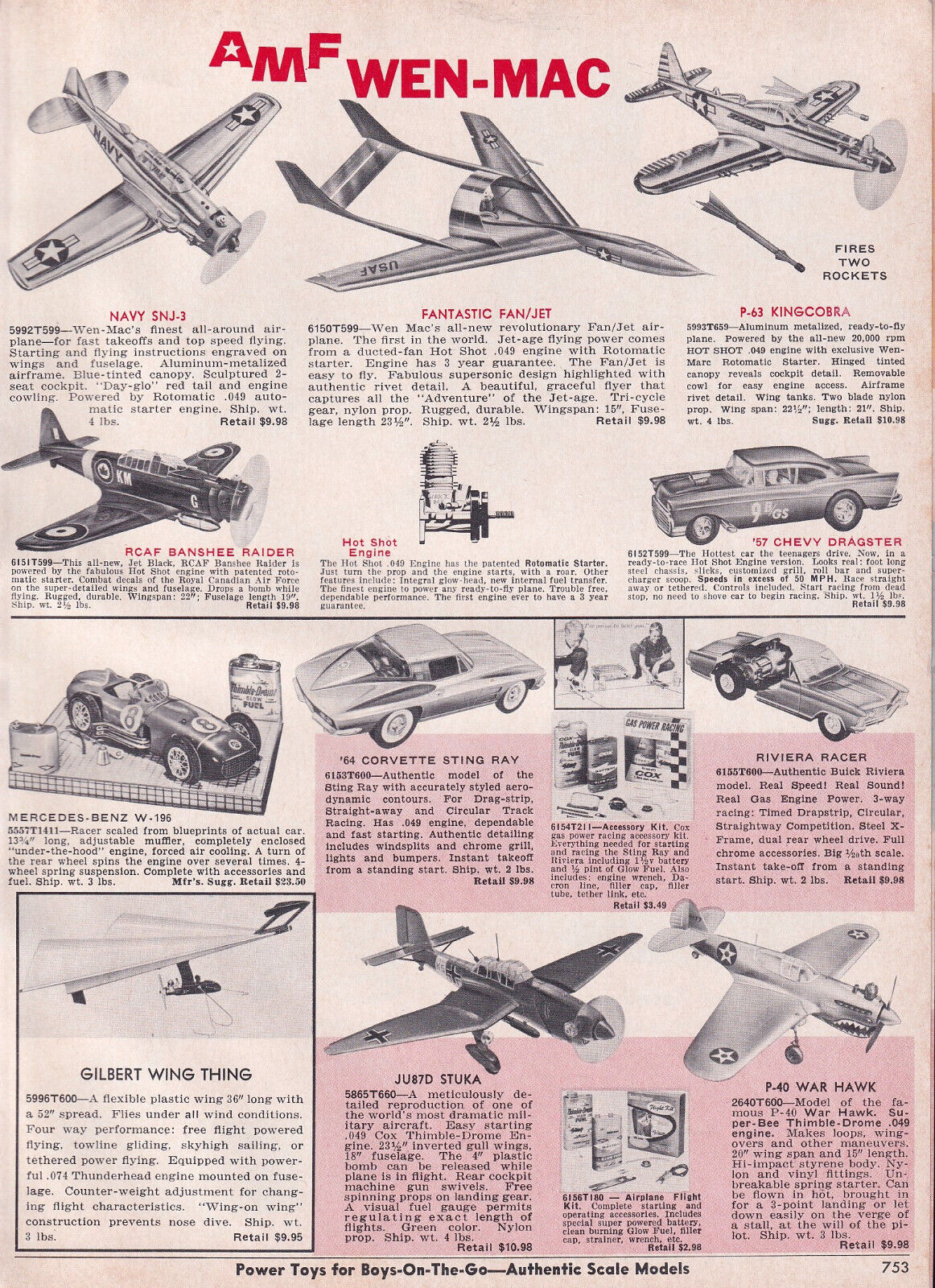 AMF WEN-MAC CORVETTE STING RAY 1965 Print Ad Orig. from Catalog