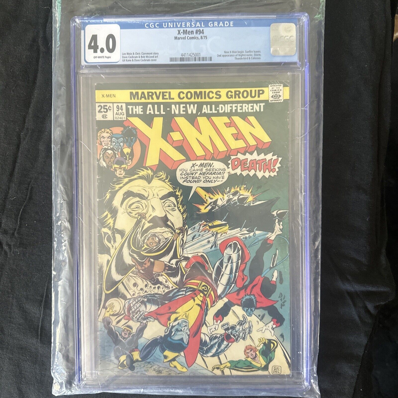 X-Men #94 VG 4.0 New Team Begins Sunfire Leaves Dave Cockrum Art Marvel 1975