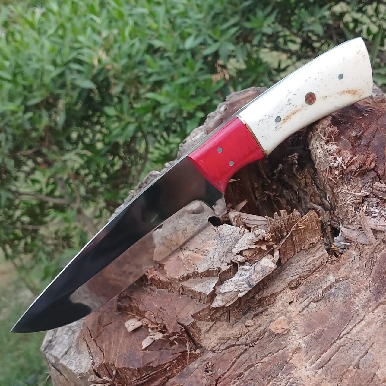 Beautiful High Quality Custom Handmade D2 Steel Hunting Knife Camel Bone Handle
