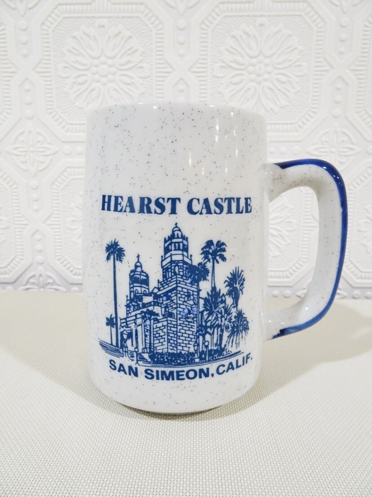 Vtg 60s Hearst Castle San Simeon CA Souvenir Japan Coffee Stoneware Tall Mug