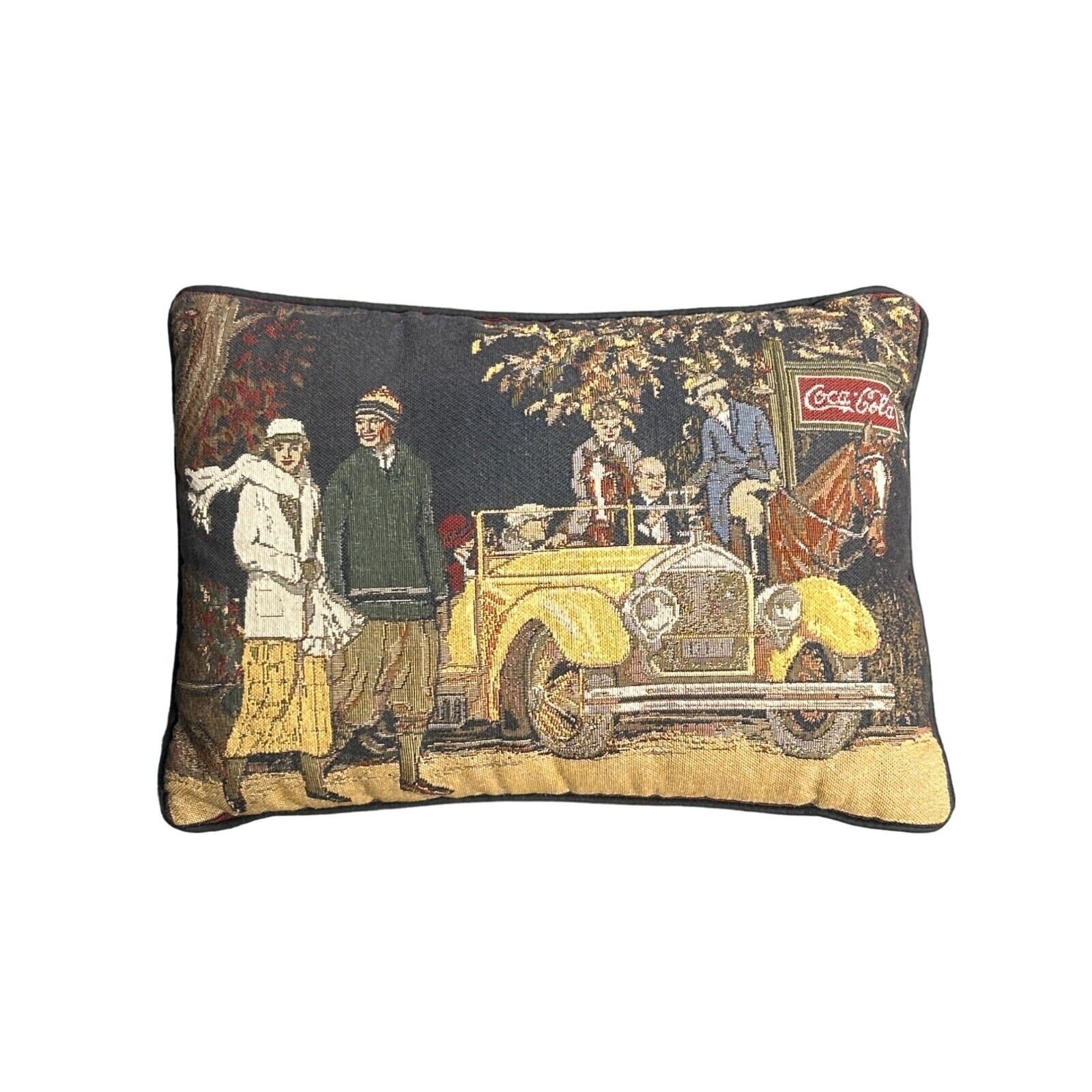 Coca Cola Tapestry Throw Sofa Couch Chair Pillow Vintage Scene Cars People Horse