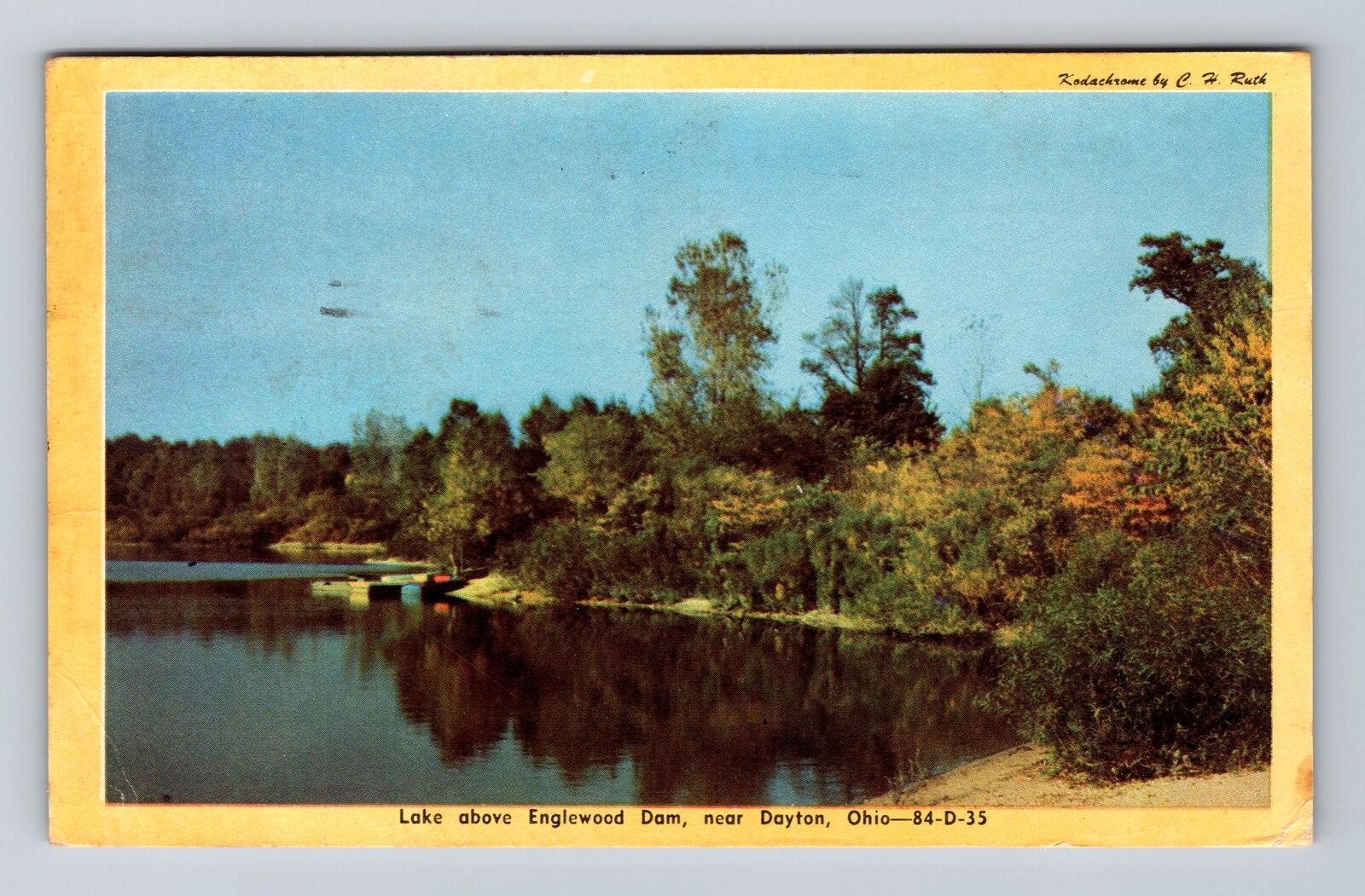 Dayton OH-Ohio, Lake Above Englewood Dam, Antique, Vintage c1954 Postcard