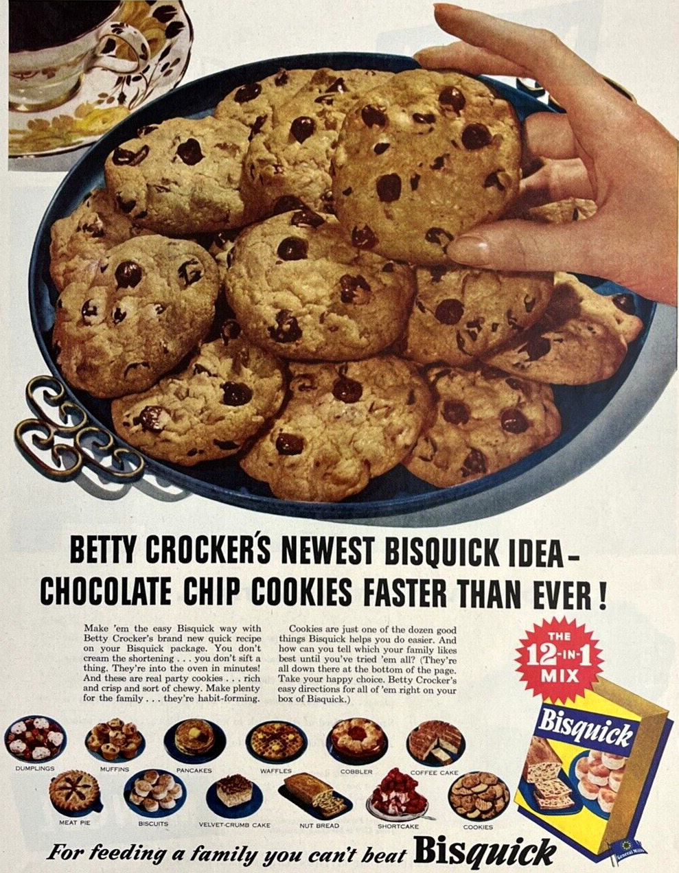 Betty Crocker - Bisquick 12-in-1 Mix 1953 Vintage Print Ad LIFE Magazine Cookie