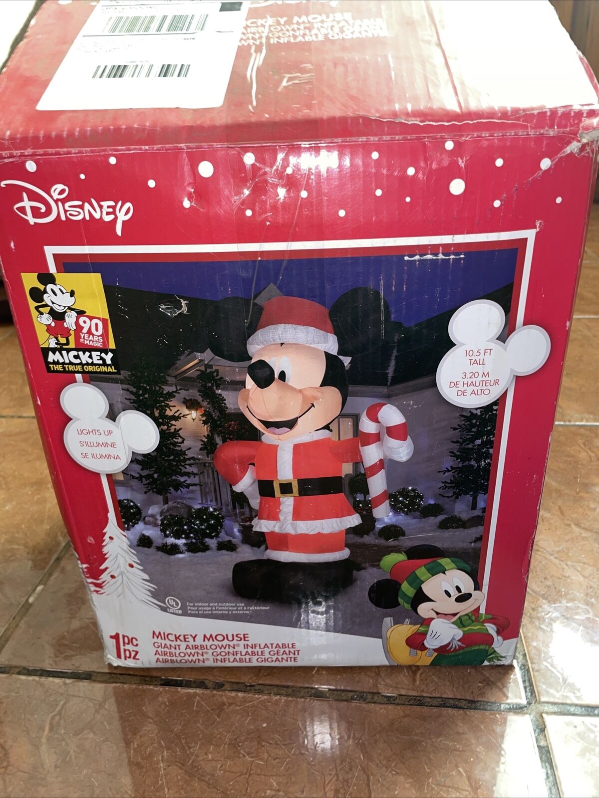 Gemmy 10.5' Airblown Inflatable Disney Mickey Mouse In Santa Suit (RARE)