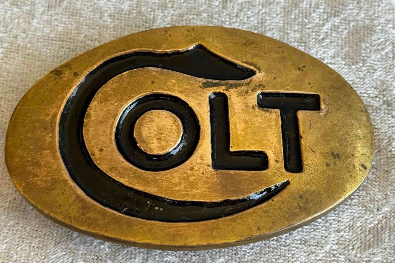 Vintage Colt Firearms Solid Brass Belt Buckle Number 746