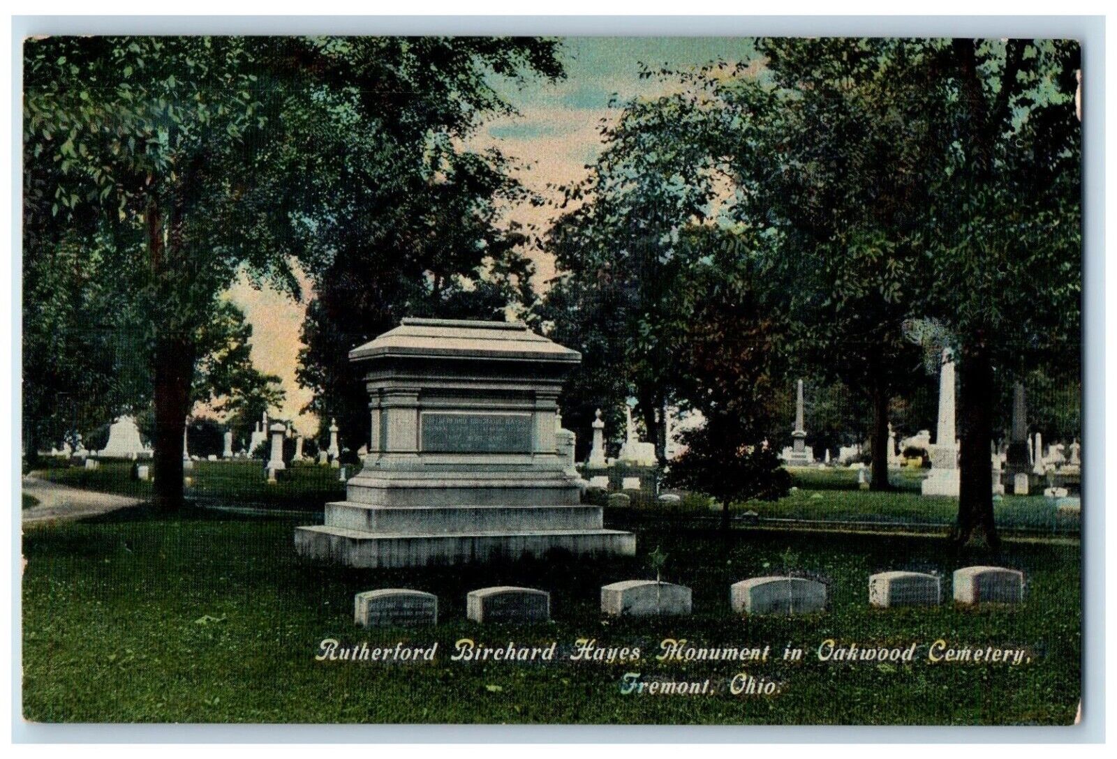 c1910 Rutherford Birchard Hayes Monument Oakwood Cemetery Fremont Ohio Postcard