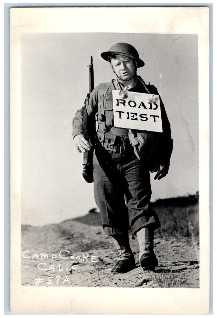 c1941 US Army Soldier Road Test Camp Cooke CA RPPC Photo Unposted Postcard