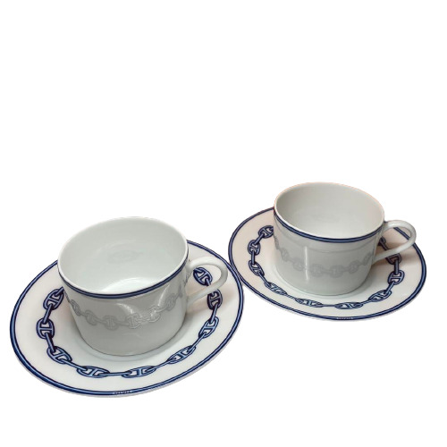 HERMES PARIS CHAINE D'ANCRE cup pair saucer set from Japan Popular 20231005M