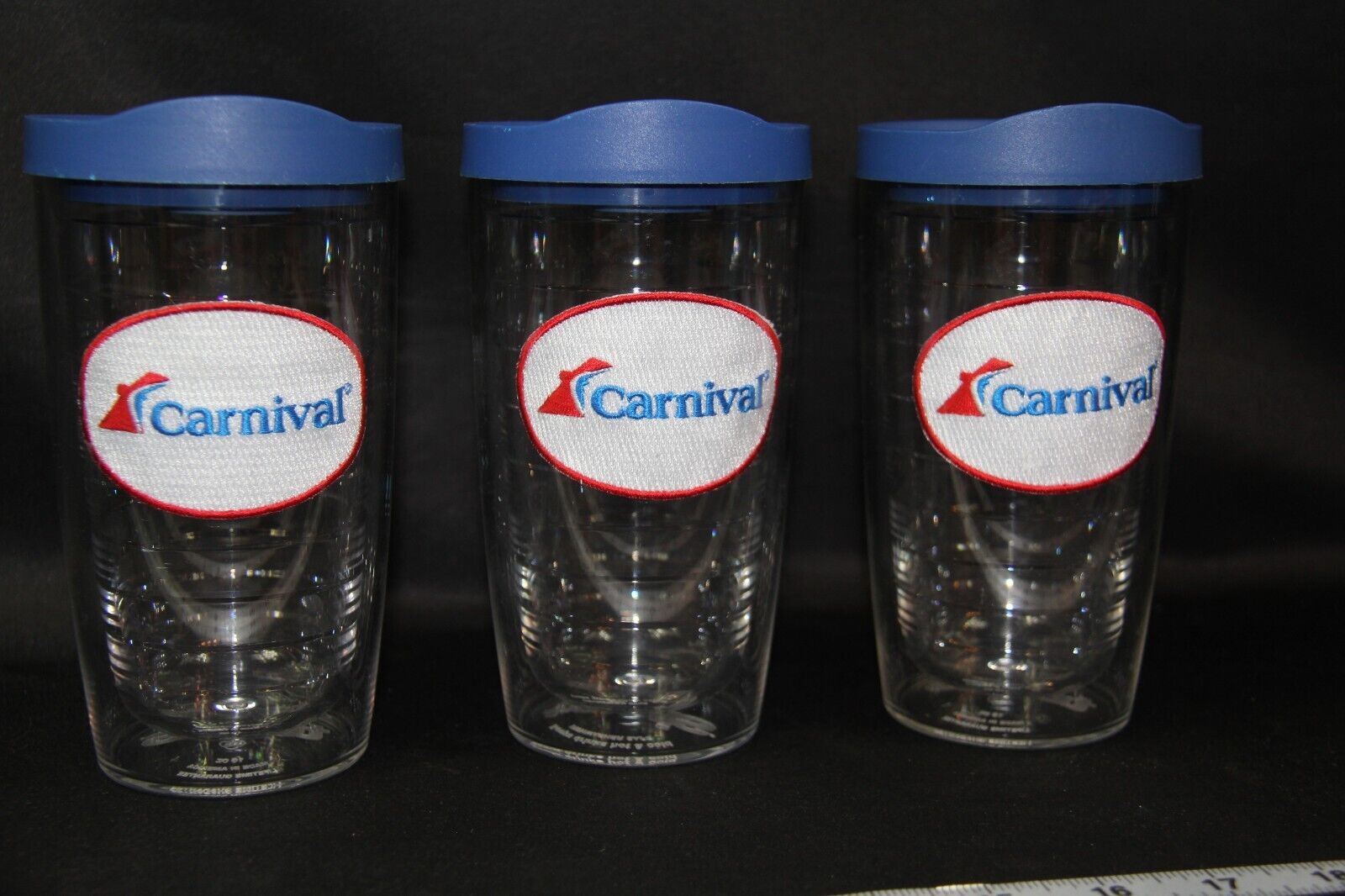 Lot Of 3 Carnival Cruise Lines Tervis Tumblers with Lids 16oz  VIFP Club