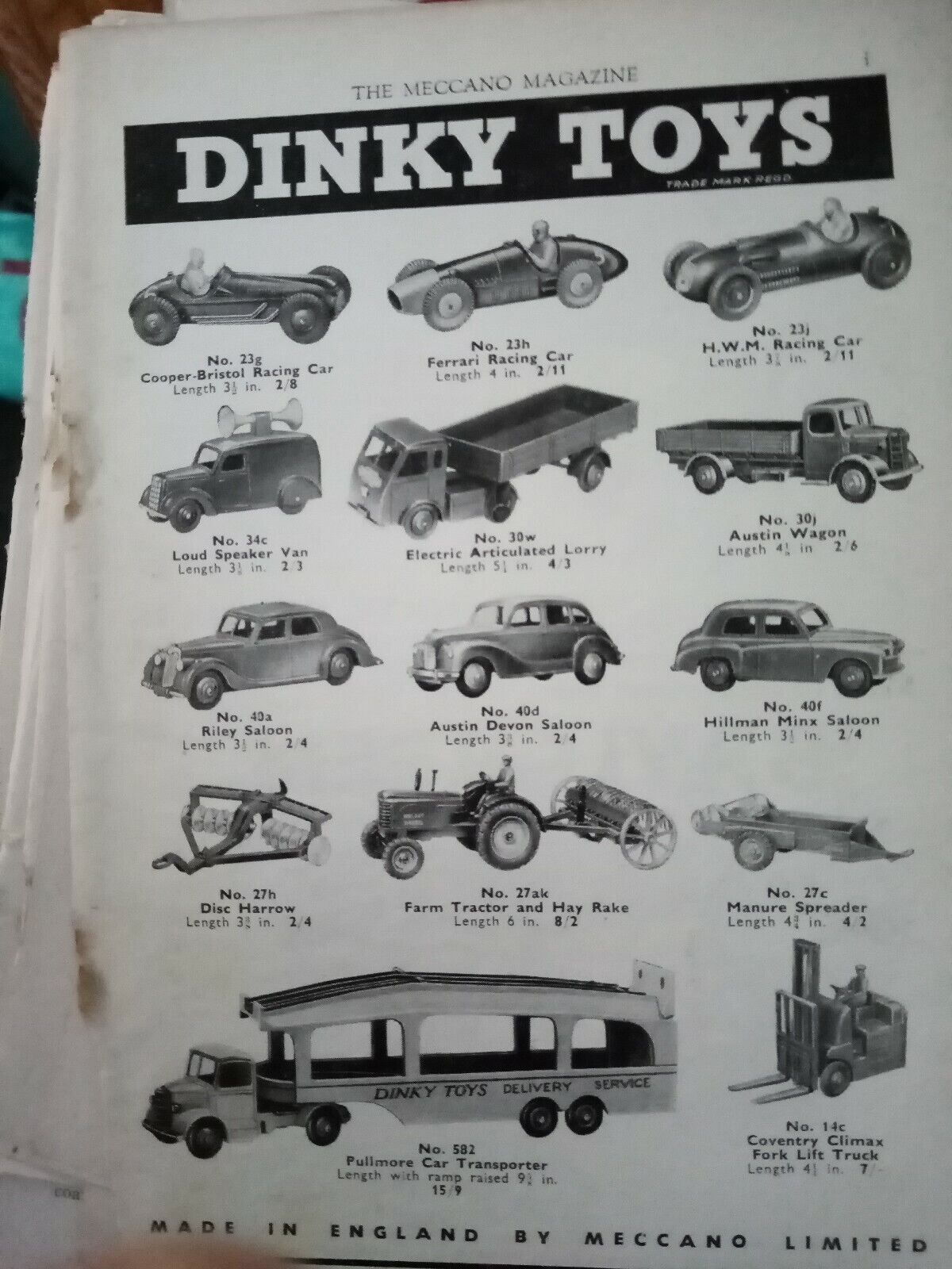 Kvc7 Ephemera 1953 advert dinky toys Cooper Bristol racing car