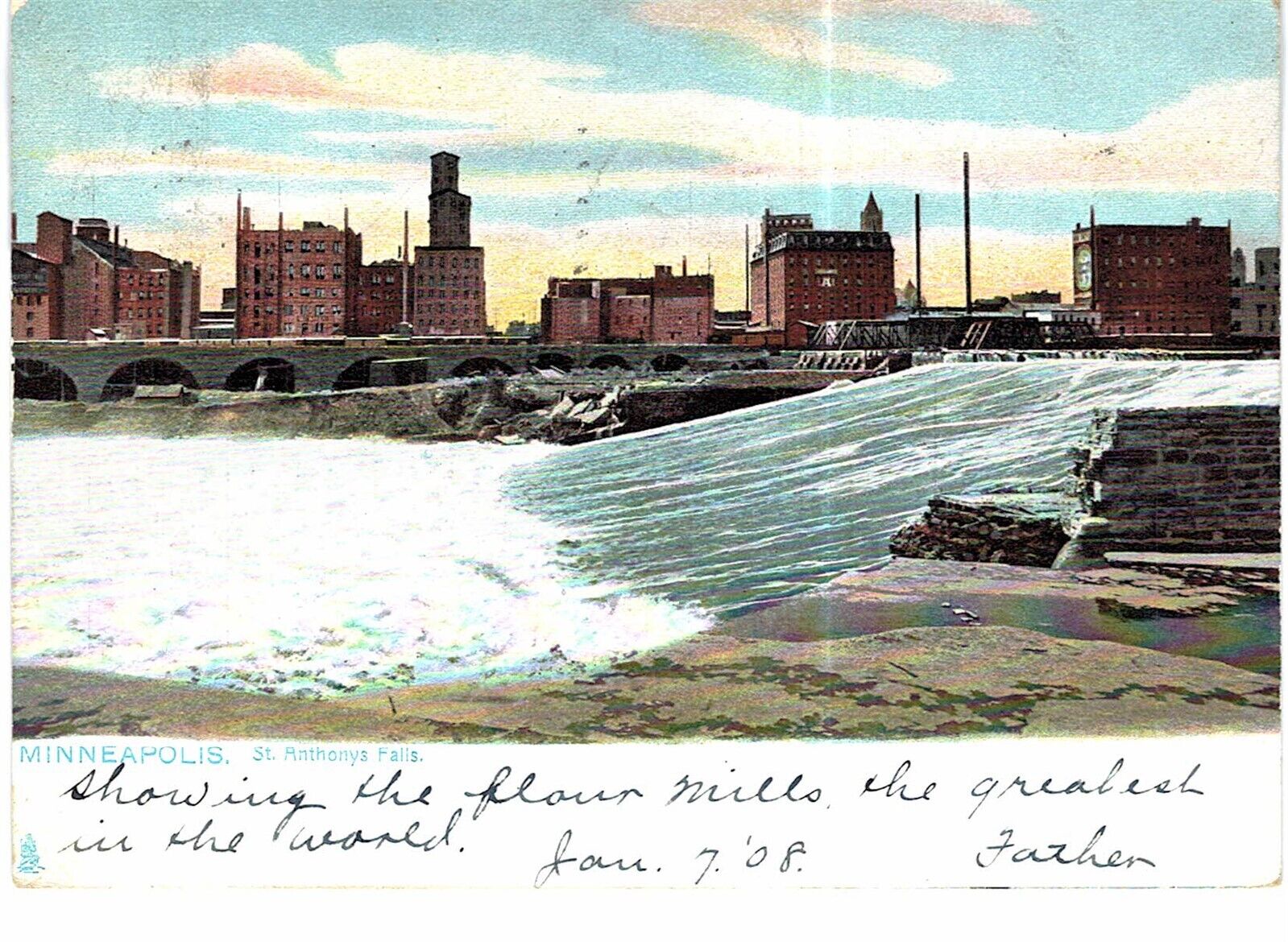 Minneapolis St Anthony Falls 1908 MN