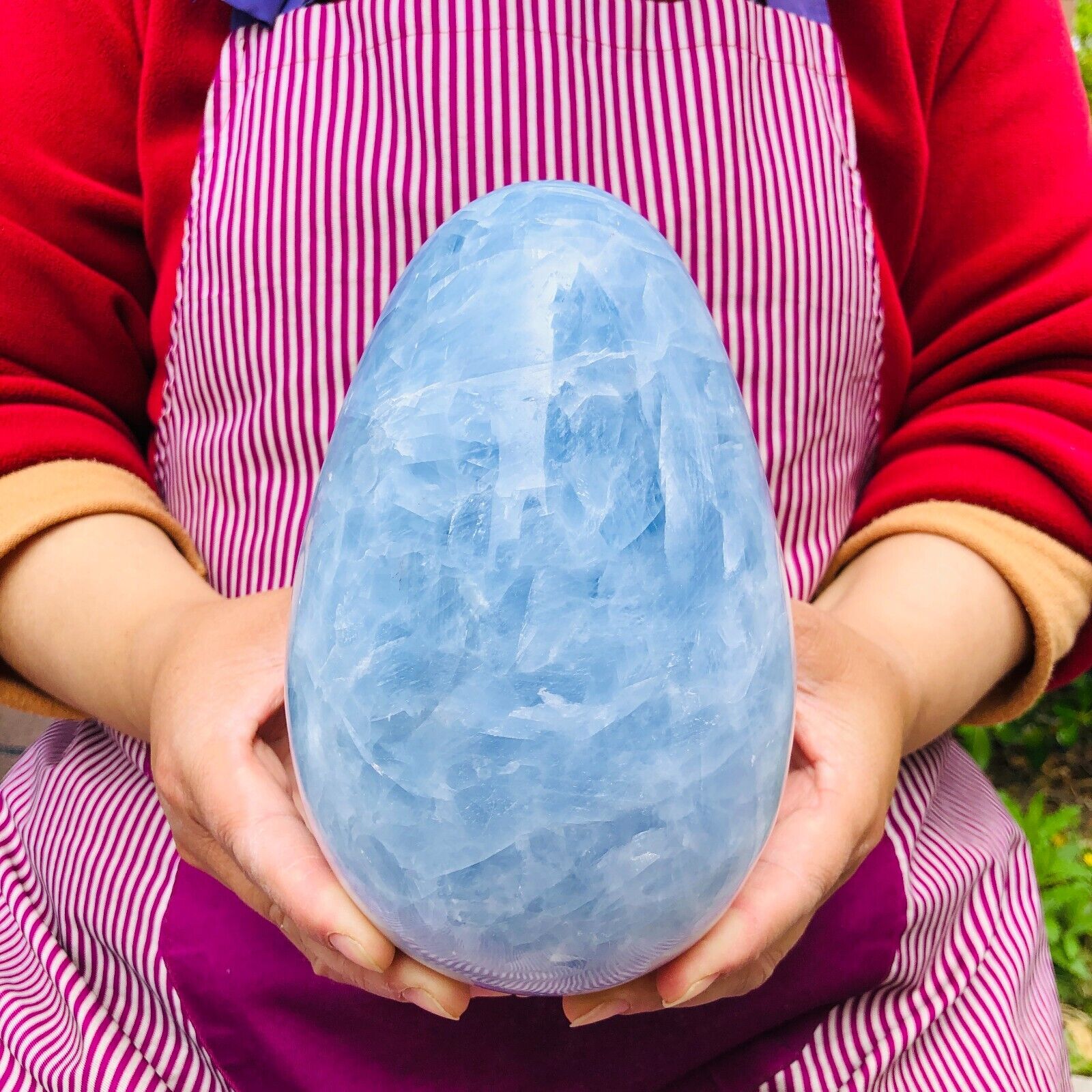 6.82LB Large Natural Blue Celestite egg quartz crystal polished egg healing