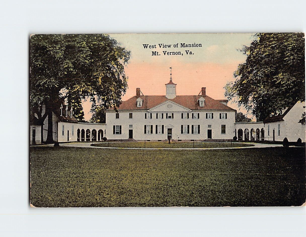 Postcard Washington's Mansion West Front Mount Vernon Virginia USA