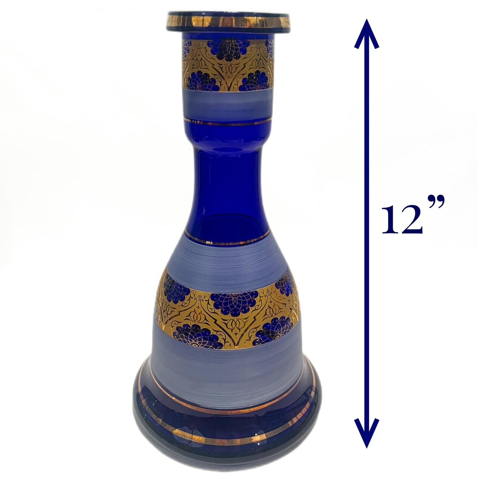 INHALE® 12''H Color infused  Hand Blown Crystal Glass Hookah Vase.24k Gold Trim