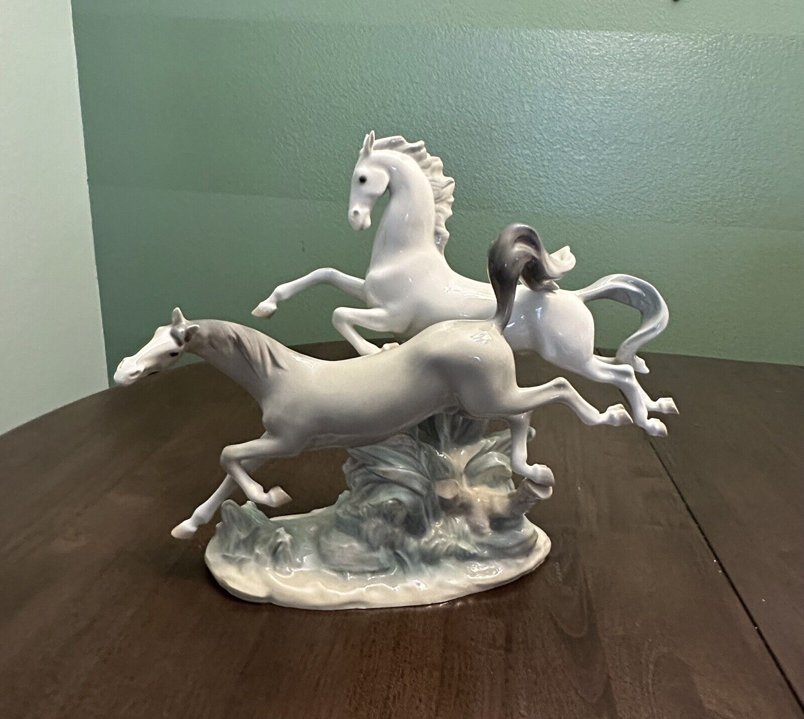 Lladro Porcelain Two Galloping Horses Figurine 4655 Glazed Finish, No Box
