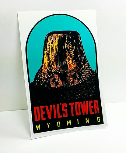 Devil's Tower Wyoming Vintage Style Decal / Vinyl  Sticker, Luggage Label