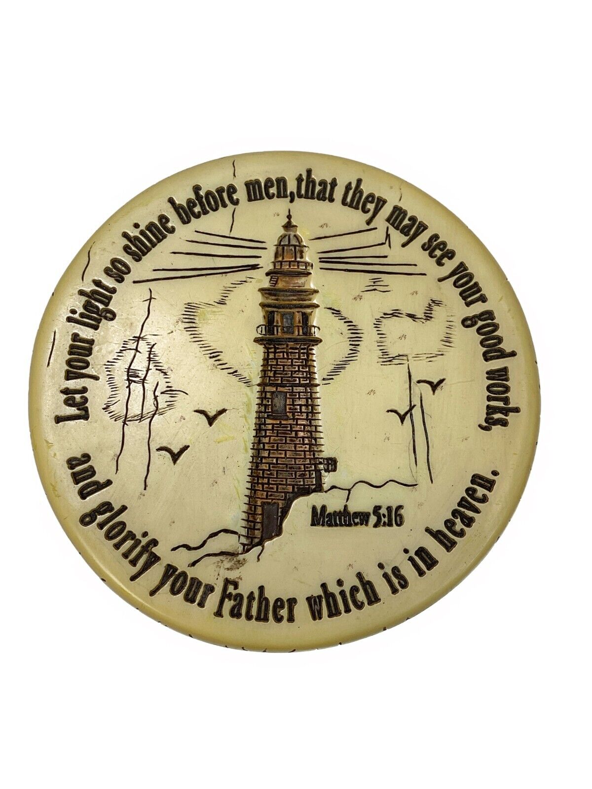 Let Your Light Shine Matthew 5:16 Father Heaven Lighthouse Paperweight Resin 