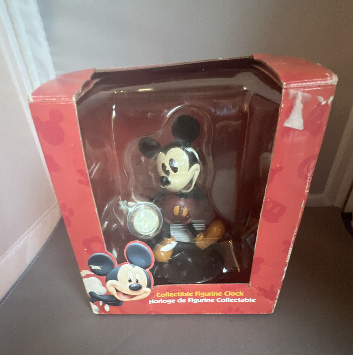 VINTAGE Disney Mickey Mouse Collectible Figurine Clock 