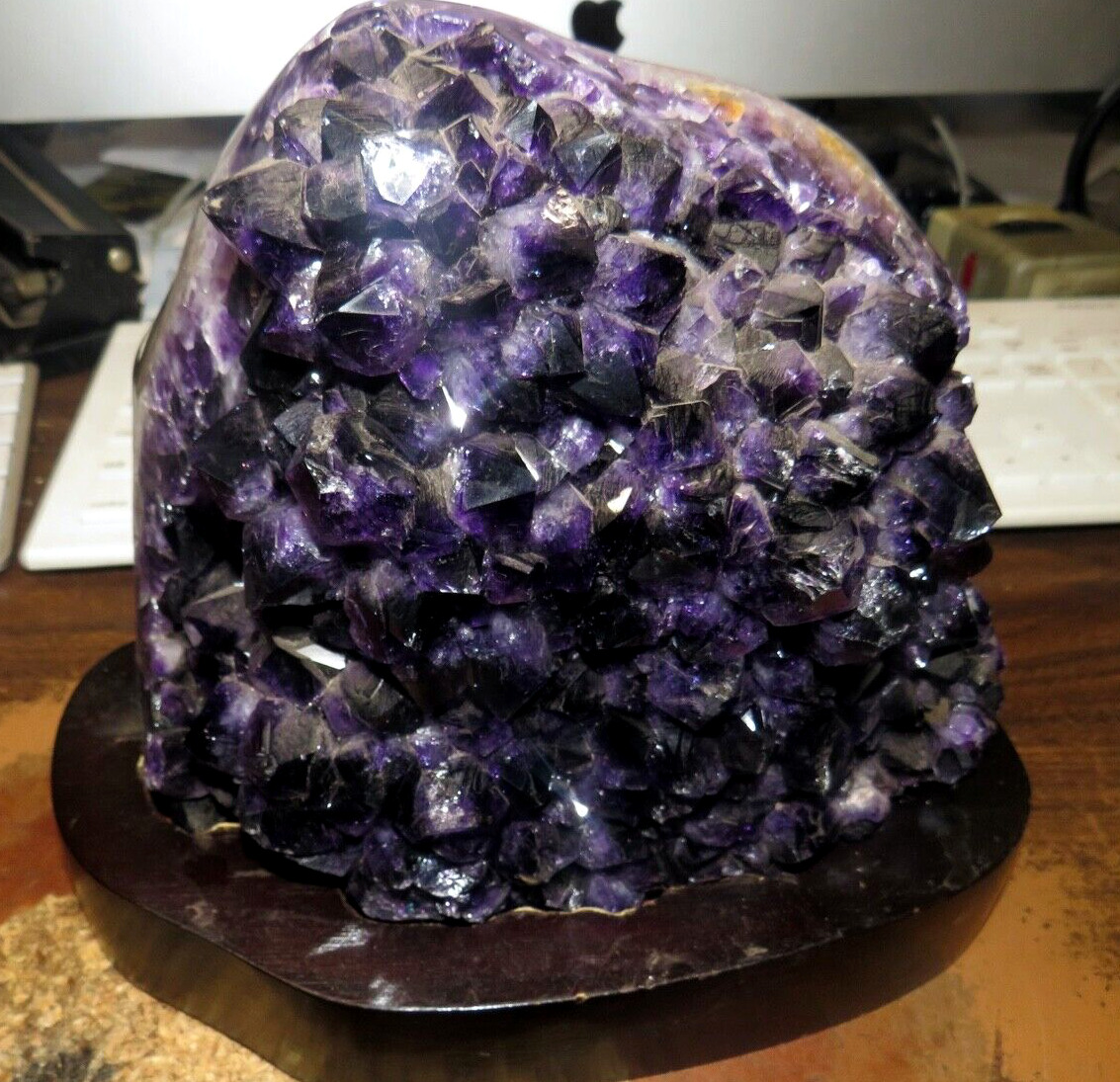 HUGE AMETHYST CRYSTAL CLUSTER  GEODE FROM URUGUAY CATHEDRAL POLISHED WITH STAND