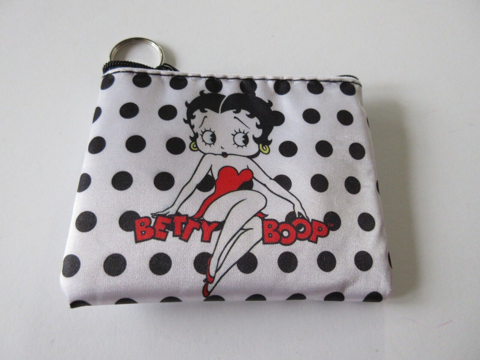 Betty Boop White With Black Polka Dot Key Chain Coin Purse - Licensed New