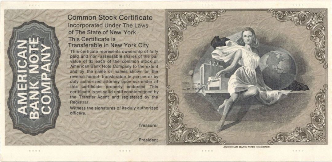 American Bank Note Co. - Stock Certificate - American Bank Note Company