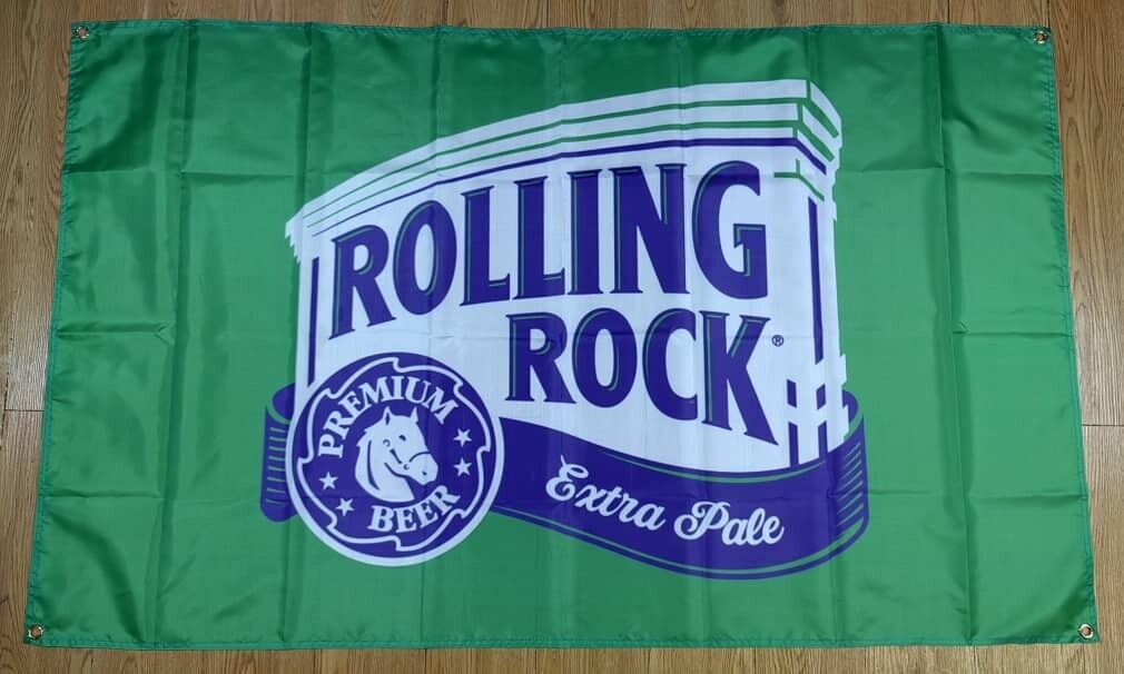 Rolling Rock Beer Sign Flag Banner Logo Advertising Image Mancave Bar