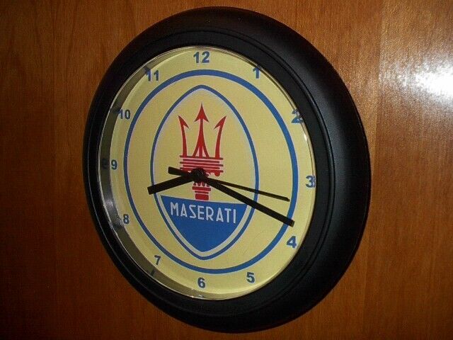 Maserati Motors Auto Garage Bar Man Cave Advertising Clock Sign