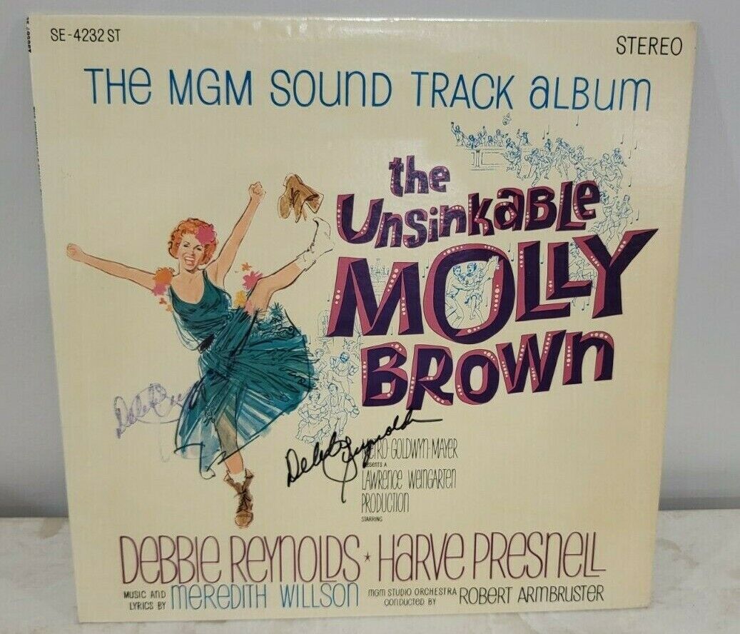DEBBIE REYNOLDS THE UNSINKABLE MOLLY BROWN SIGNED AUTOGRAPHED ALBUM COVER RARE