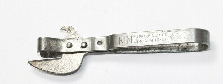 King (Made in USA) Combination Can Opener - Corkscrew /Pat. June 1895 & Aug 1908