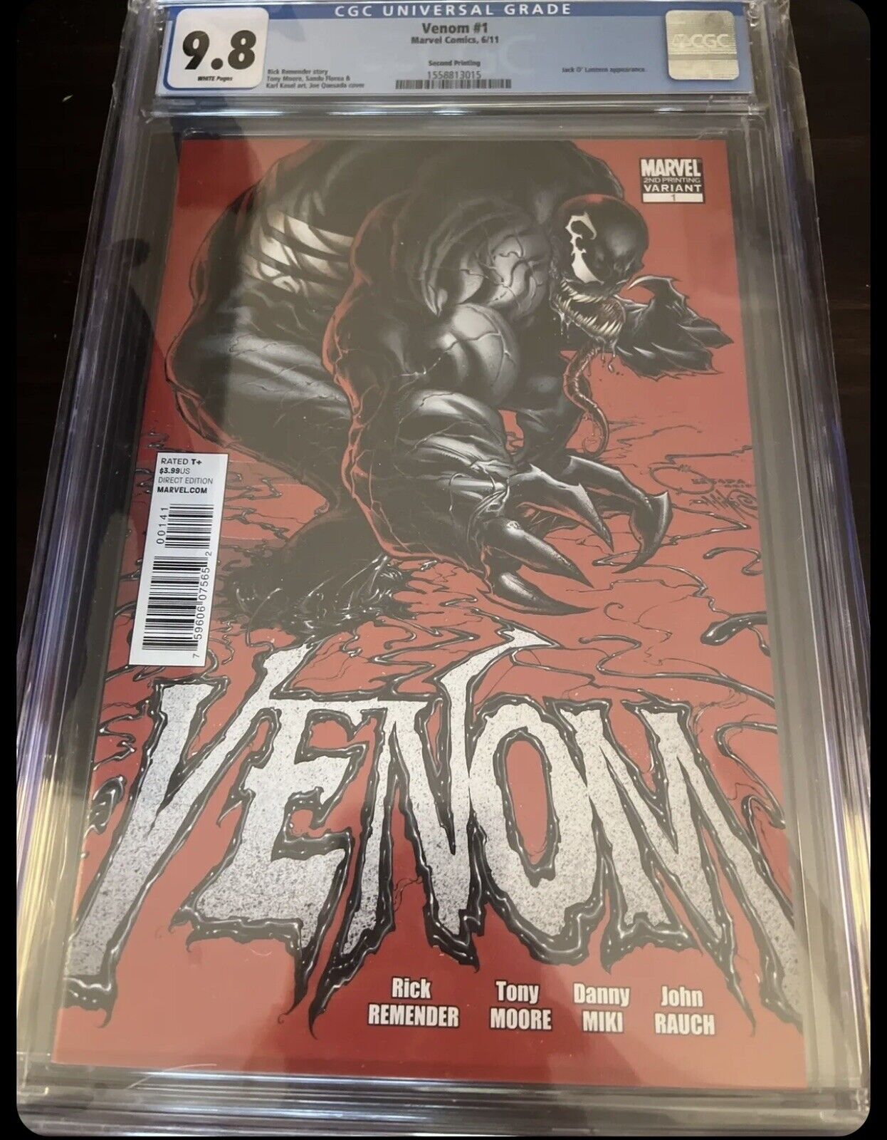 Venom #1 CGC 9.8 NM/MT 2011 Marvel 2nd Print Red Classic Cover Quesada Variant