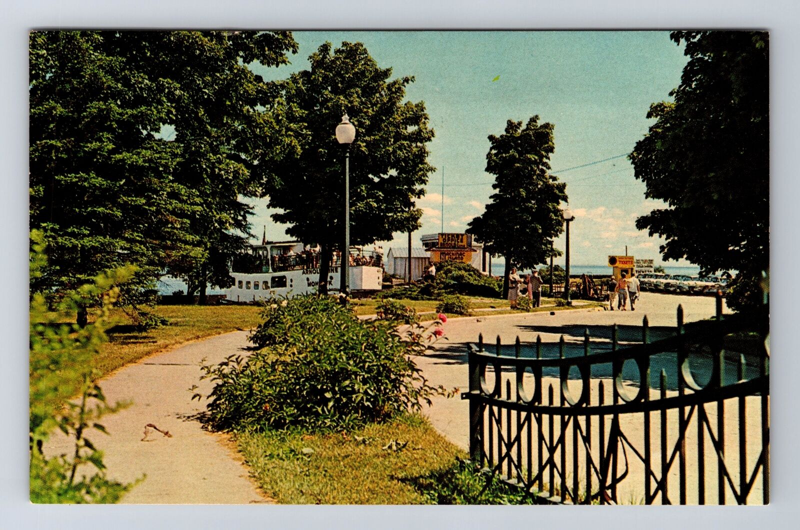 St Ignace MI-Michigan, Boat Dock Along The Waterfront Downtown Vintage Postcard