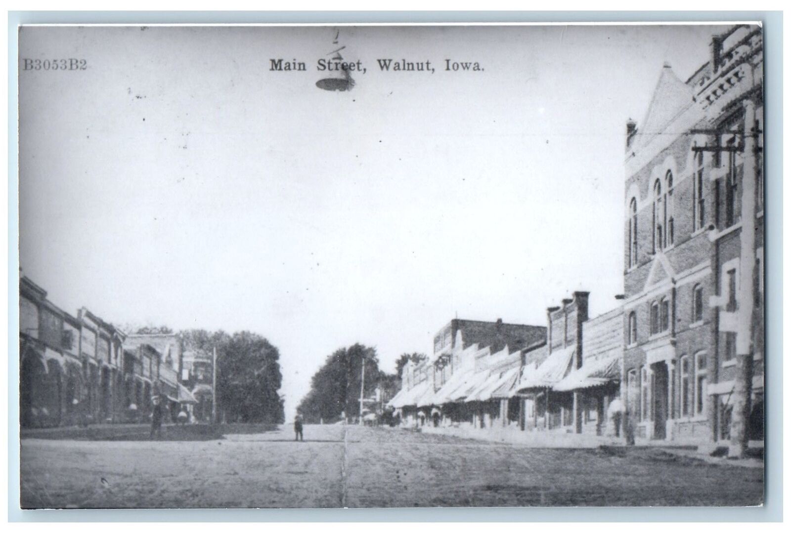 c1910 Main Street Wide Dirt Road Business District Walnut Iowa Antique Postcard