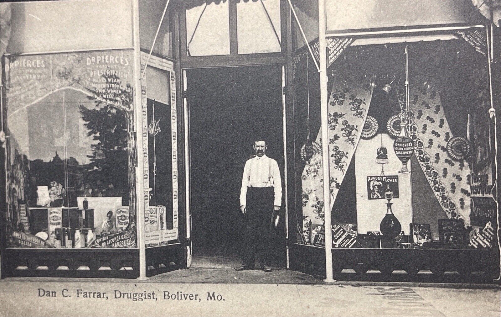 Bolivar Missouri Early 1900s Pharmacist In Front Drug Store Dan Farrar Druggist