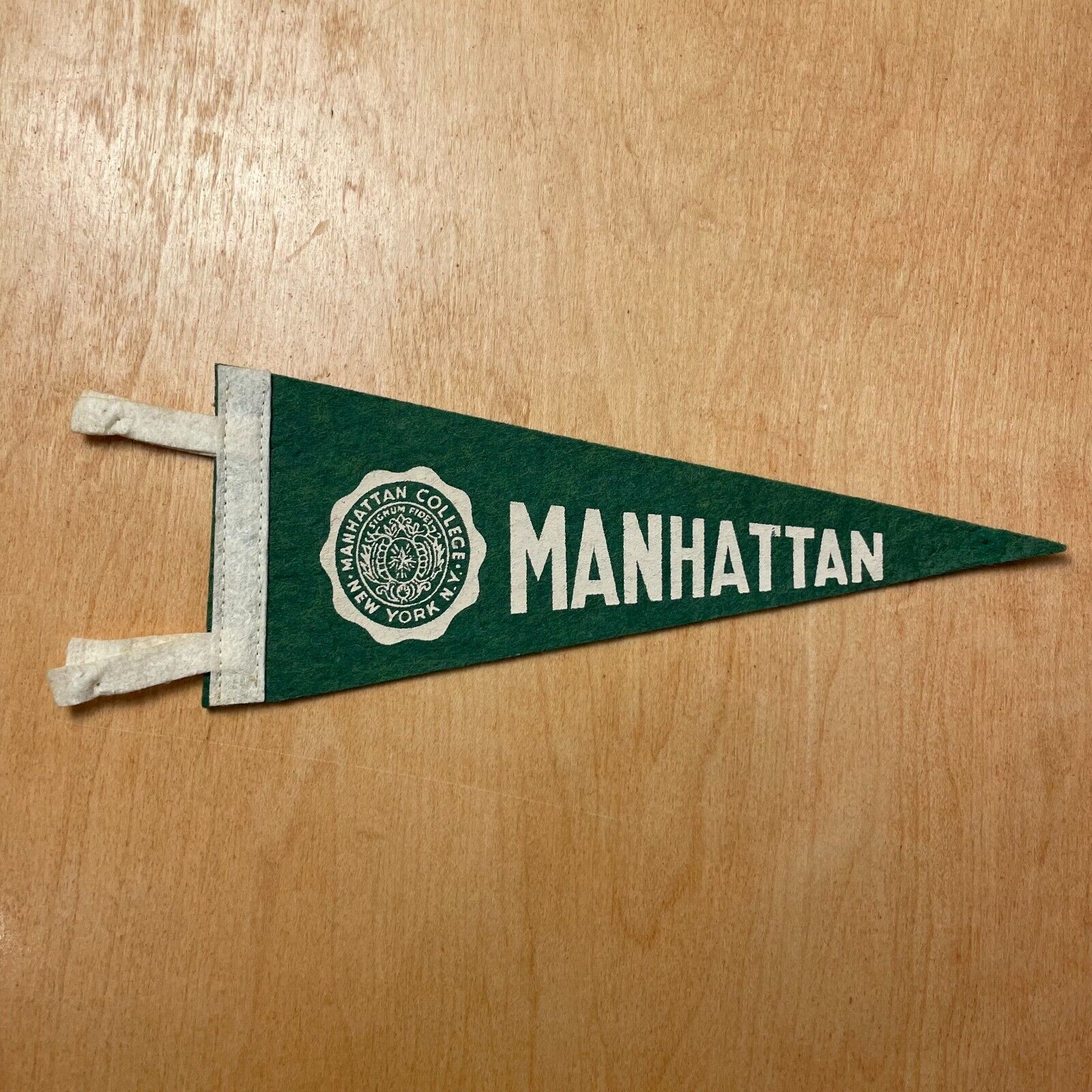 Vintage 1950s Manhattan College 4x9 Felt Pennant Flag