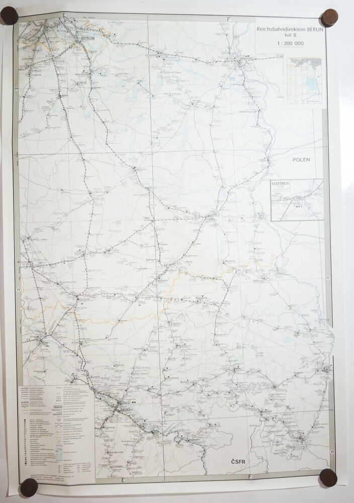 Vintage map Reichsbahndirektion Berlin II 1991 railway 