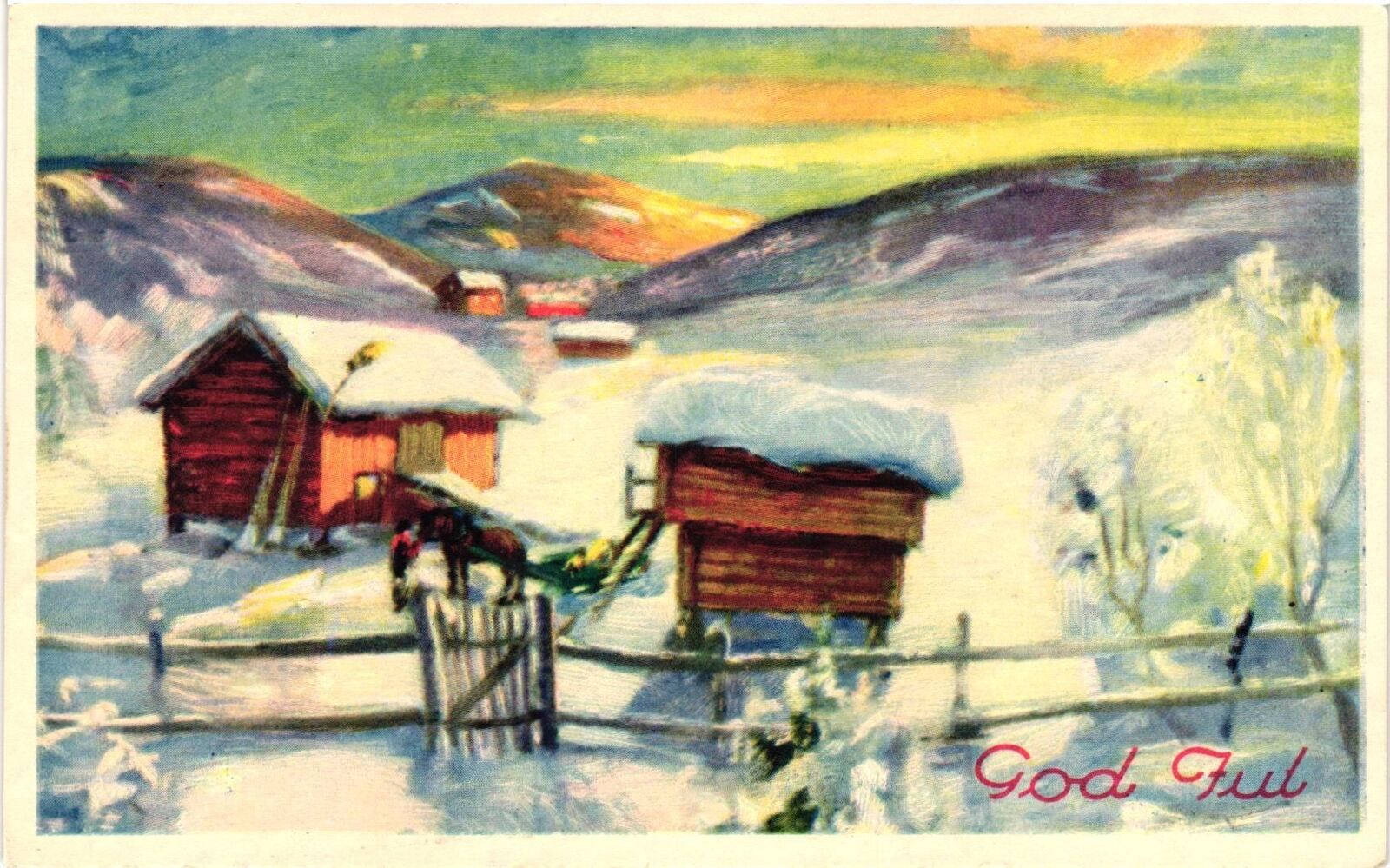 Vintage Postcard- Vintage artwork winter season Early 1900s